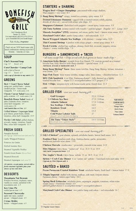 Bonefish Grill (US) • www.bonefishgrill.com | Restaurant menu design, Bonefish grill, Delicious ...