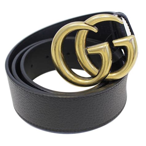 GUCCI Double G Buckle Leather Belt Black Size 41-US