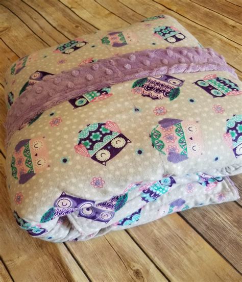 Minky Weighted Blanket, 20 Pound, Owls, 40x70, READY TO SHIP, Twin Size, Adult Weighted Blanket ...