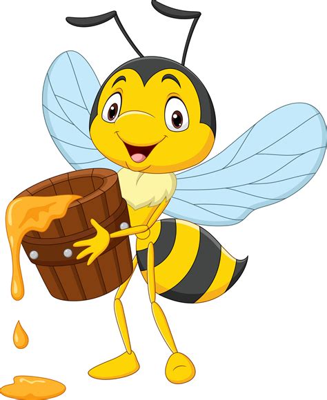 Cartoon cute little bee holding honey bucket 5162117 Vector Art at Vecteezy