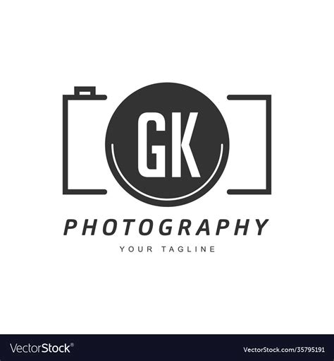 Gk letter logo design with camera icon Royalty Free Vector