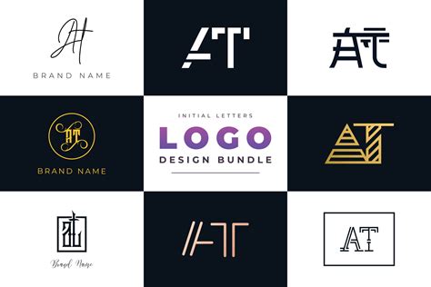 Set of collection Initial Letters AT Logo Design. 2929233 Vector Art at ...