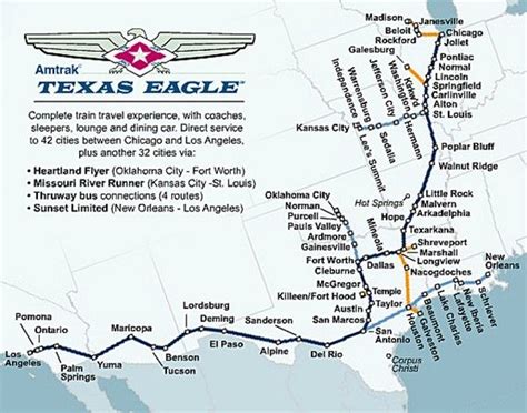 World Travel-USA-Amtrak Texas Eagle Map | Amtrak, Travel usa, Train travel