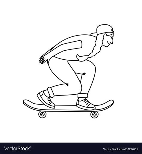 Skateboarder girl sketch Royalty Free Vector Image