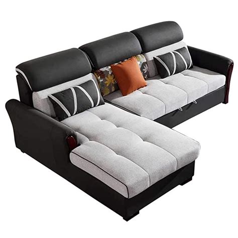 Buy L Shaped Corner Sofa Bed with Hidden Storage and Reversible Chaise ...