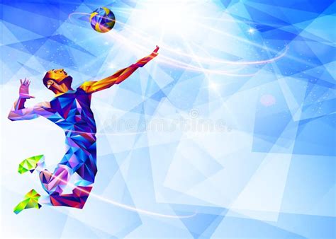 Llustration of Abstract Volleyball Player Silhouette in Triangle. Volleyball Player, Sport Stock ...