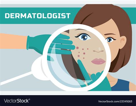 A dermatologist is examining woman s skin Vector Image