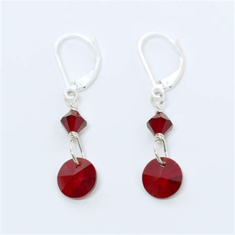 Red Crystal Rivoli Earrings (CE534) - Delicate Designs