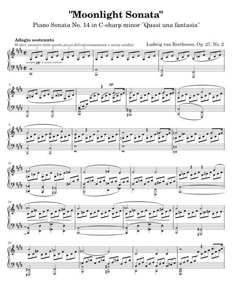 Beethoven - Moonlight Sonata, 1st Mvt. Sheet music for Piano (Solo) | Musescore.com