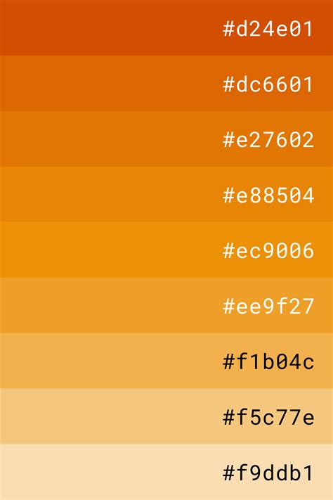 Orange color palette | Hex color palette, Orange color palettes, Digital paint color