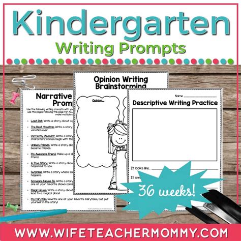 36 Weeks of Writing Prompts for Kindergarten PRINTABLE - Wife Teacher Mommy