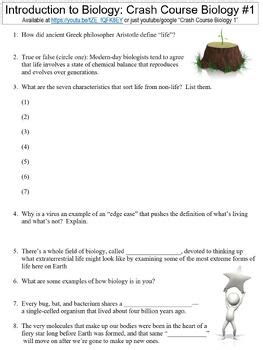 Crash Course Biology #1 (Introduction to Biology) worksheet by Danis ...