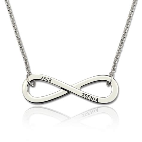 Engraved Infinity Symbol 2 Names Necklace Sterling Silver