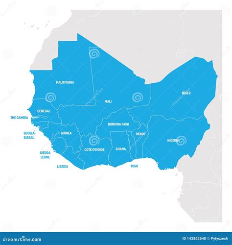 West Africa Region. Map of Countries in Western Africa Stock Vector ...