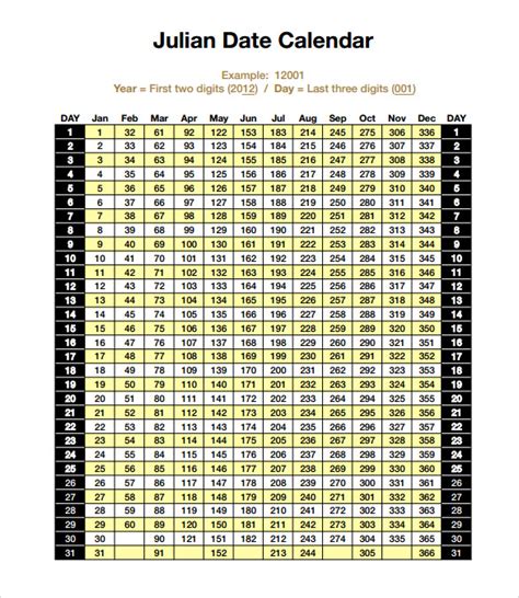 Julian Calendar Printable - Printable Word Searches