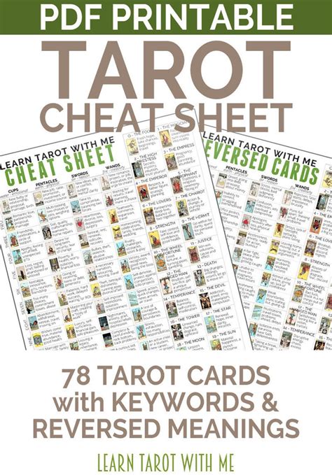 Tarot Card Meanings Printable