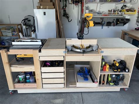 Combo flip-top miter, table saw workbench : woodworking