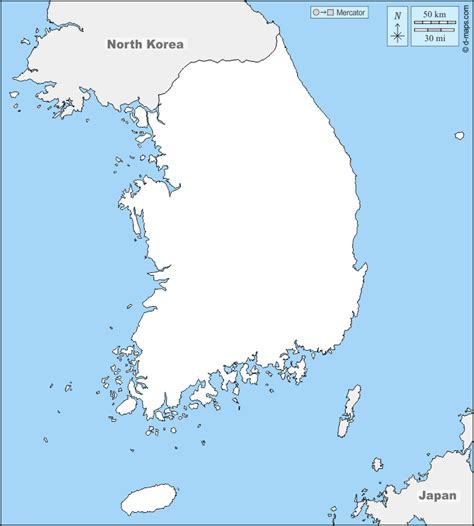 South Korea Free Map Free Blank Map Free Outline Map Free Base Map | Images and Photos finder