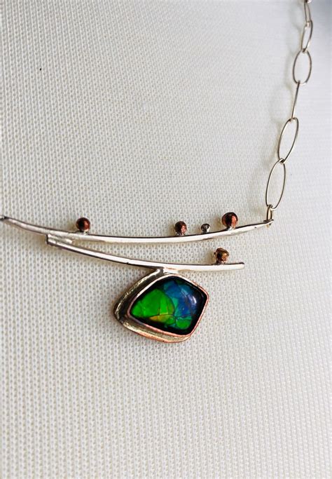 Ammolite Necklace Iridescent Pendant Rare Ammolite Shell | Etsy