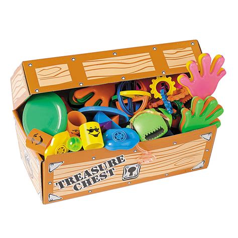 Treasure Chest with Toy Assortment - 100 Pc. | Pirate party supplies ...