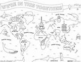 Earth Map Coloring Page sketch template