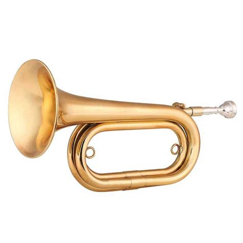 Brass Bugle Call Gold-Plated Trumpet Cavalry Horn with Mouthpiece ...