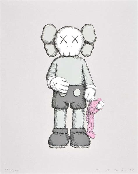 KAWS - SHARE Hand signed and numbered - Modern Art Companion and Pink BFF Grey Pink Design For ...