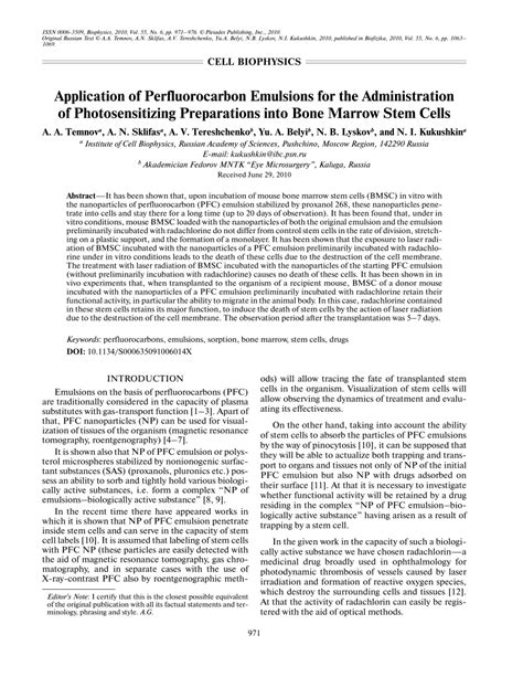 (PDF) Application of perfluorocarbon emulsions for the administration ...