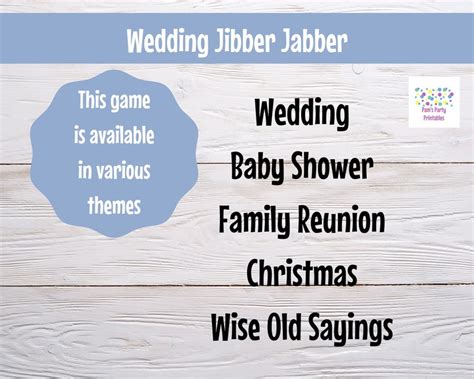 Virtual Game Jibber Jabber Wedding/rehearsal Dinner/bridal - Etsy