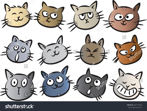 Vector Drawing Cartoon Cats Face Stock Vector (Royalty Free) 265179545 ...