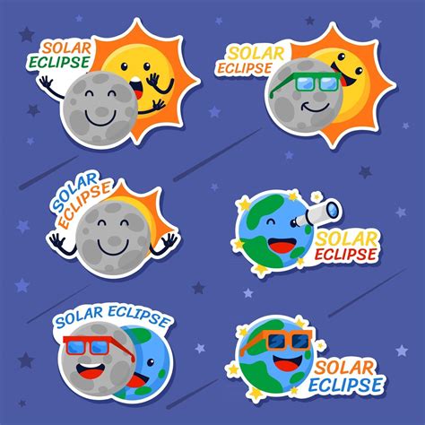 Solar Eclipse Cartoon Stikers 2835777 Vector Art at Vecteezy