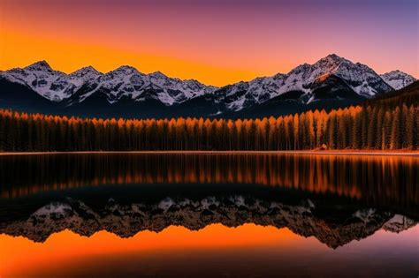 Premium AI Image | sunrise at a lake in autumn