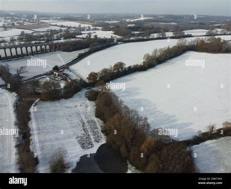 Aerial view of Ouse Valley Viaduct in winter Stock Photo - Alamy