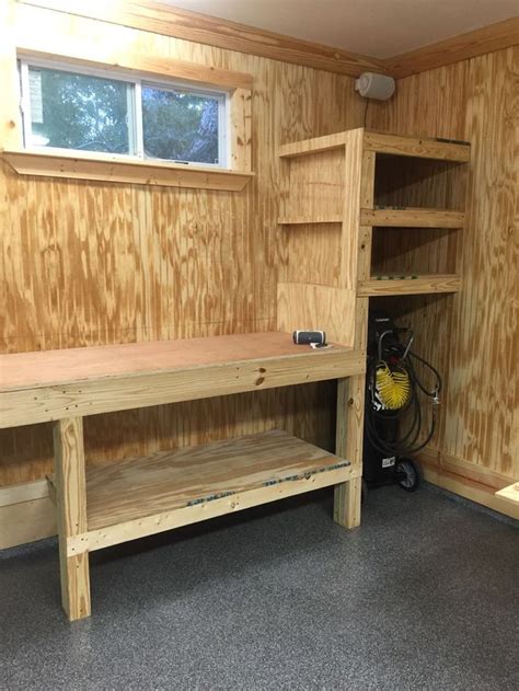 Garage Work Bench #woodworkingbench | Diy garage work bench, Garage work bench, Diy garage storage