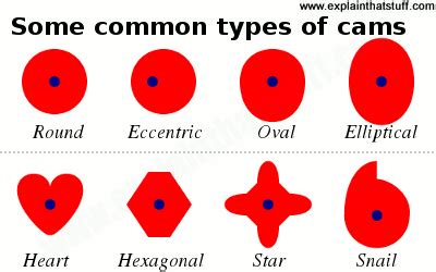 Eight typical cam shapes compared: round, eccentric, oval, elliptical ...