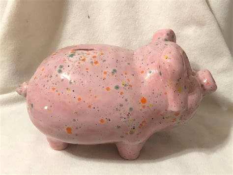 Pink Glazed Ceramic Piggy Bank