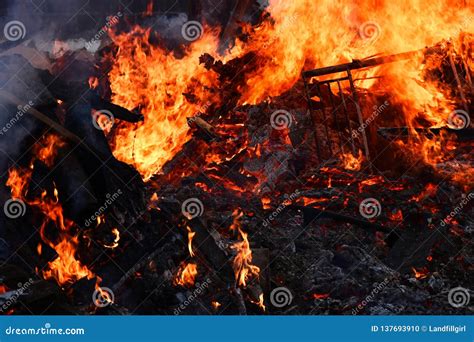 Large Uncontrolled Wood Fire Stock Photo - Image of energy, danger: 137693910