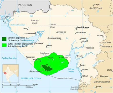 Asiatic Lion Distribution Map