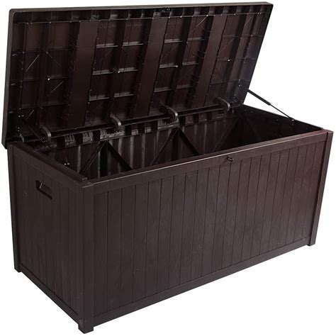 Outdoor Deck Storage Box, Patio Waterproof Storage Bin Outdoor Cushion Storage 120 Gallon (Brown ...