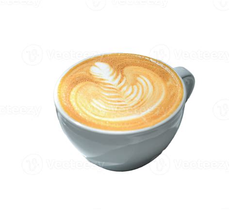 Coffee latte with heart pattern close-up, Transparent background ...