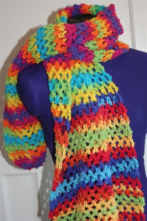 Crochet Rainbow Scarf Pattern - Lucy Kate Crochet