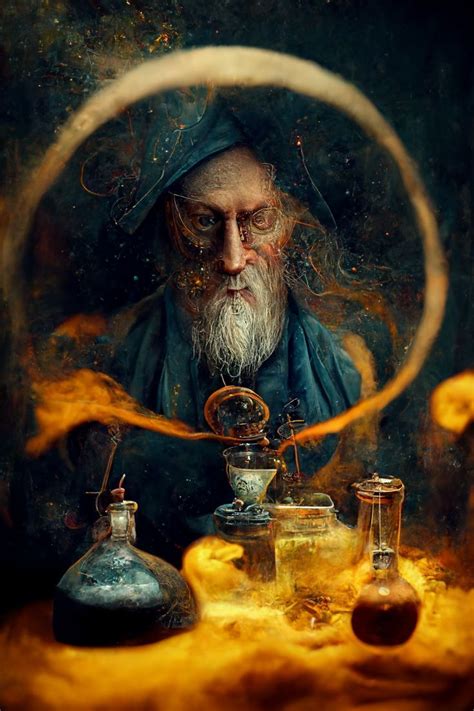 Alchemist. He’s brewing potions with some golden substance being ...