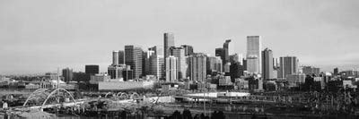 Denver Panoramic Skyline Cityscape (Black & White - Sunset) Ar... | iCanvas