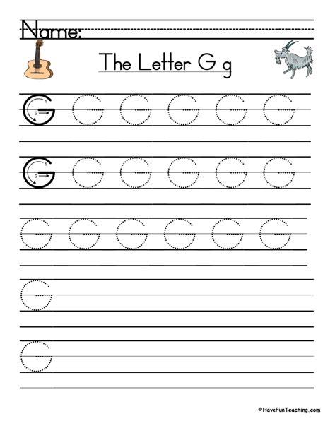 Letter G Handwriting Practice Worksheet - Have Fun Teaching