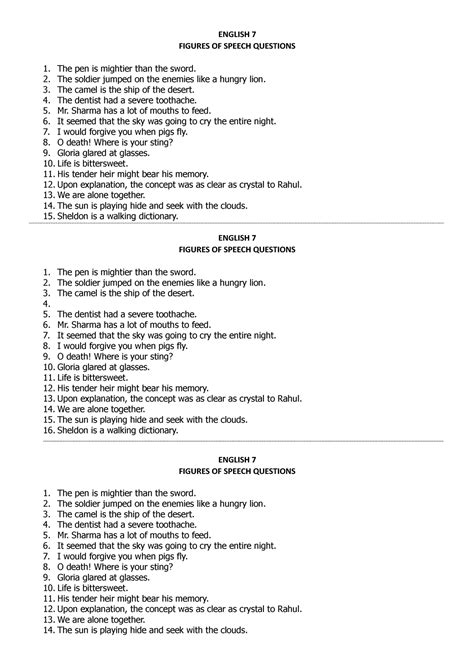 ENG 7 Figures of Speech Quiz - ENGLISH 7 FIGURES OF SPEECH QUESTIONS ...