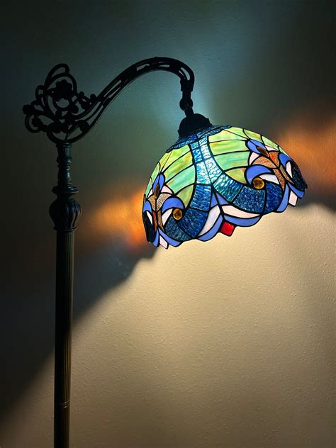 Tiffany Style Floor Lamp Blue Stained Glass Included LED Bulb Goosenec – Enjoy Decor Lamps