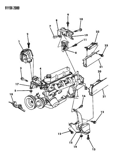 Engine Mounting - 1991 Dodge Dynasty