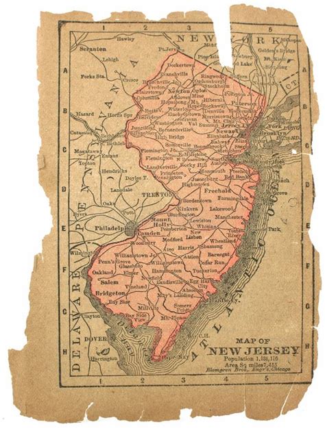 Old map of New Jersey stock photo. Image of parchment - 13105720