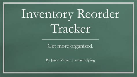 Excel Template: Inventory Reordering Tracker (Excel template XLSX) | Flevy