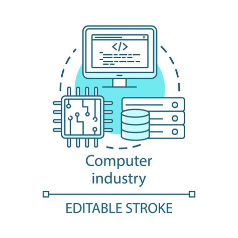 Computer industry concept icon. Hardware, software development ...